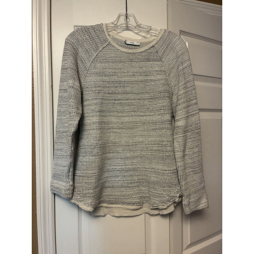 Vince Crew Neck Heathered Sweater Women’s Medium Silk Trim Cotton